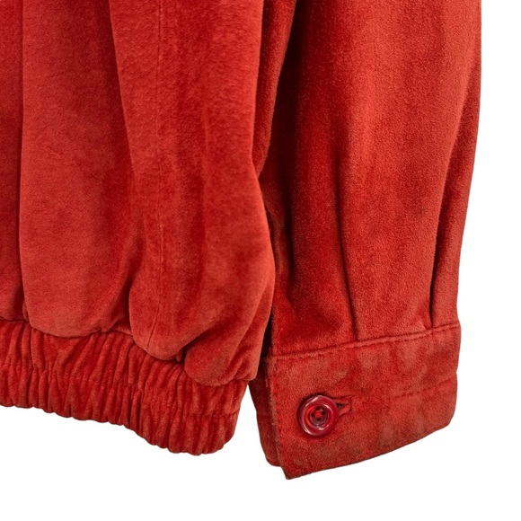 Vintage 70s/80s Suede Bomber Jacket Rust Orange Leather Coat Taiwan | Size M/L - Picture 8 of 15